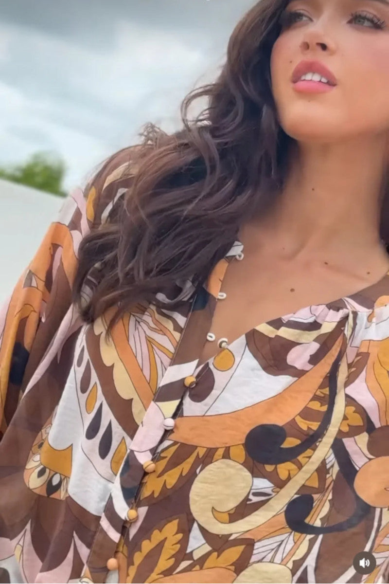 Barcelona Blouse Mocha Swirl