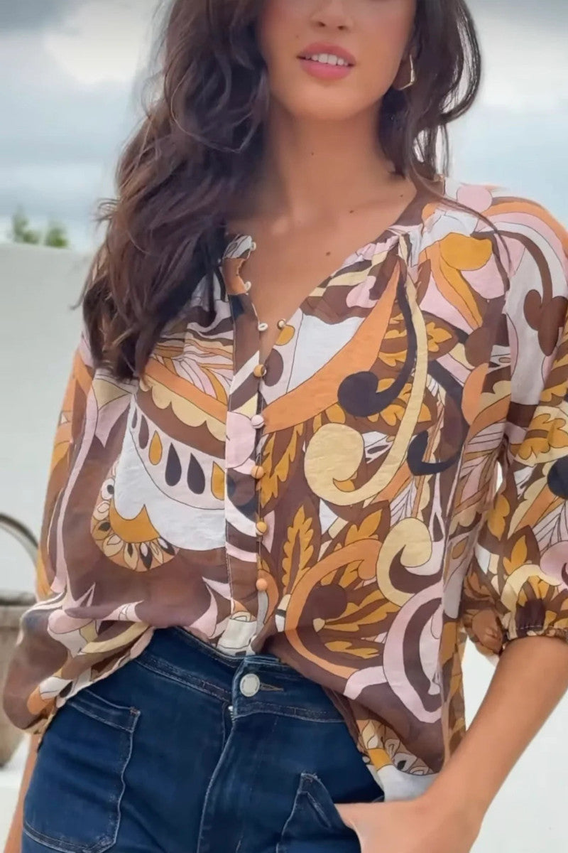 Barcelona Blouse Mocha Swirl