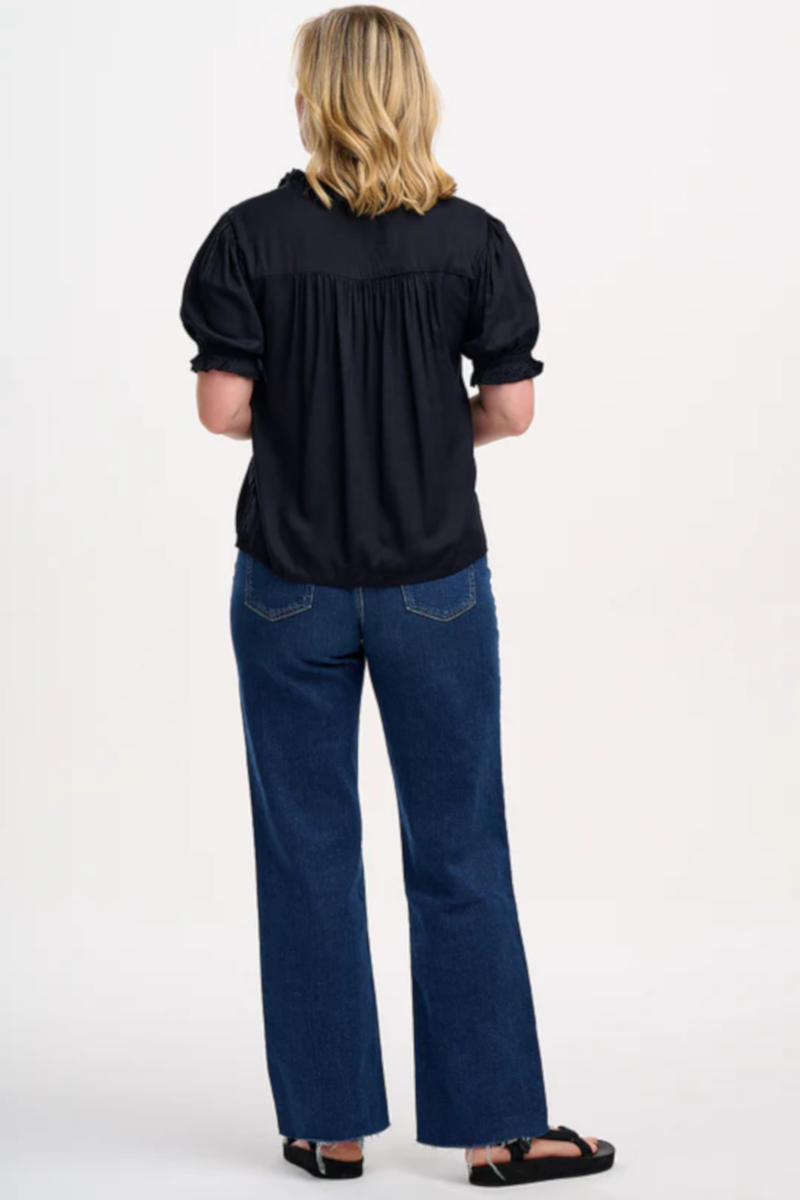 Sugarhill - Angelique Shirred Top Black Tropical Hummingbird