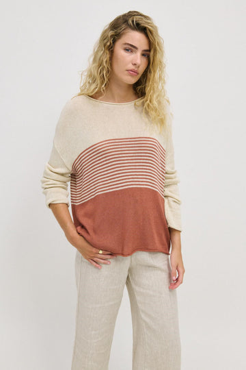 Emma Stripe Knit Terracotta