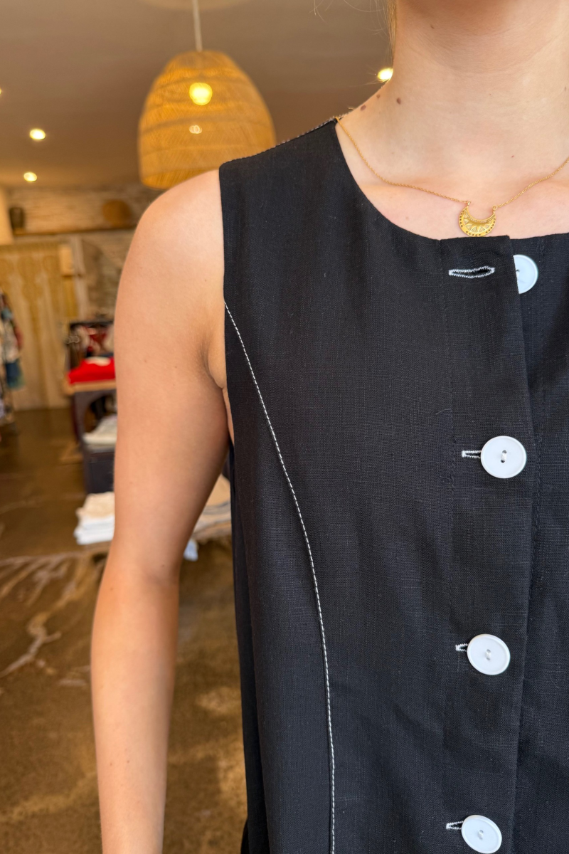 Tunic Dress W/Contrast Stitching Black