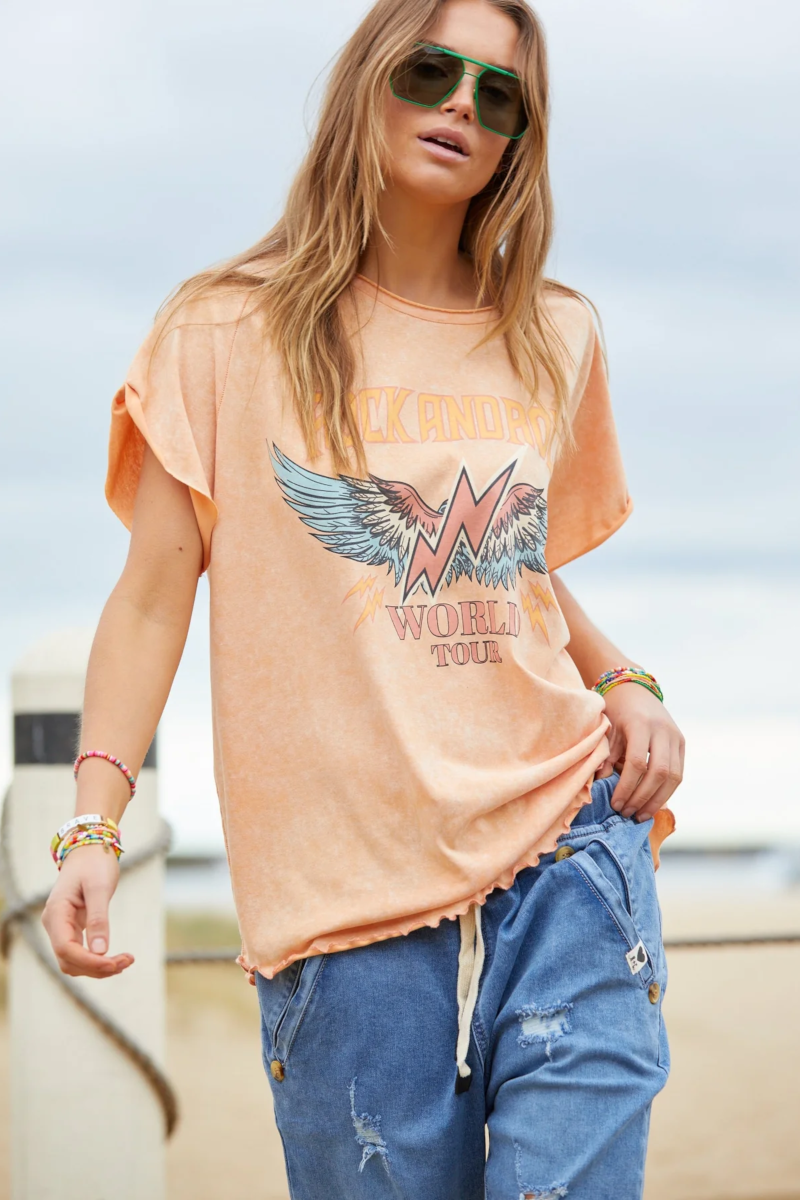 Cat Hammill - Vintage Rock And Roll Tee Washed Orange