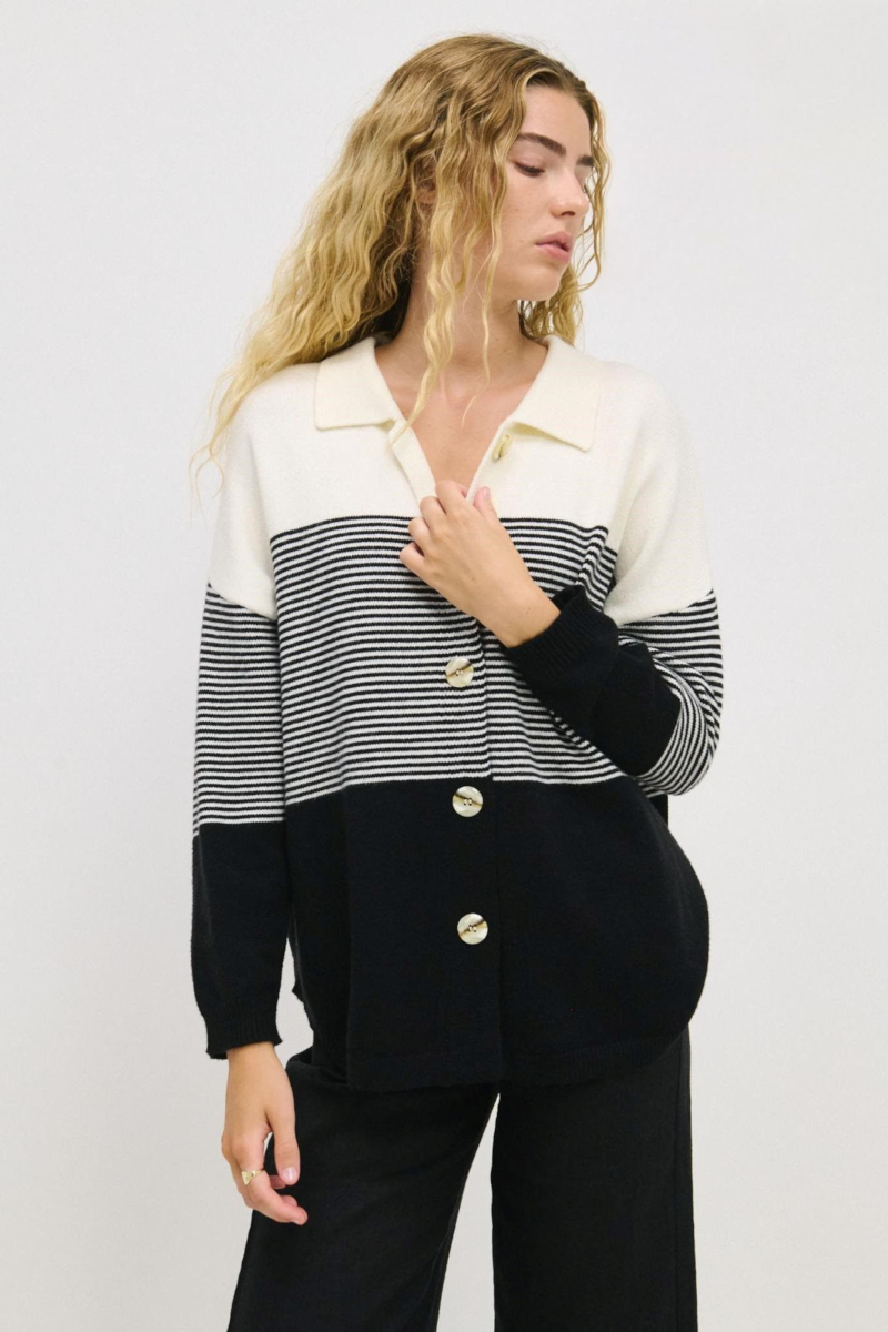 Stripe Knit Shirt Black – Sien Clothing