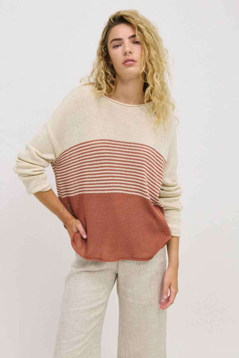 Emma Stripe Knit Terracotta