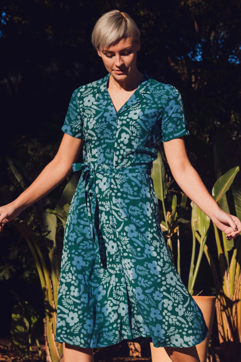 fiona shirt dress Fiona Garden Plant Print Button Front Shirt Dress