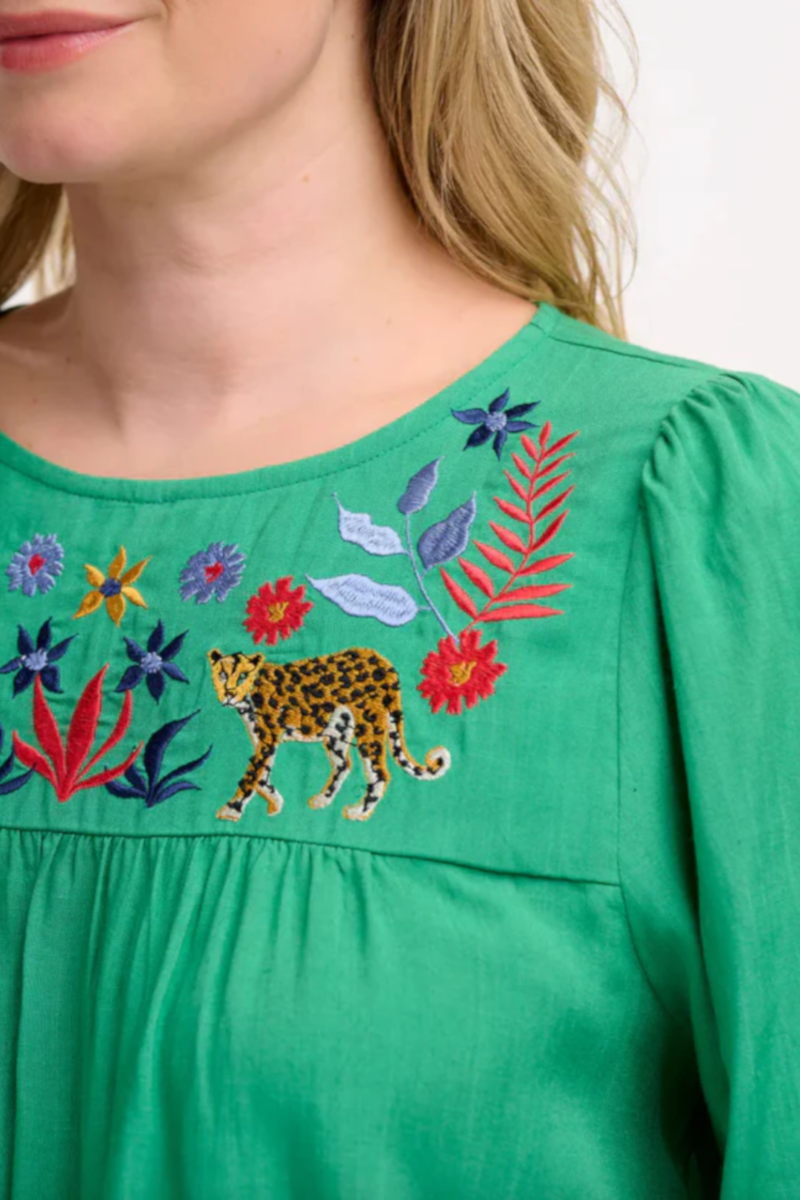 Sugarhill - Hyma Top Green Leopard Floral