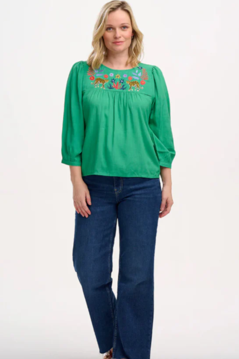 Sugarhill - Hyma Top Green Leopard Floral