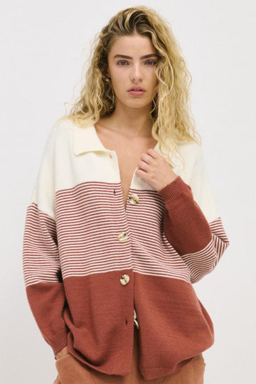 Stripe Knit Shirt Terracotta