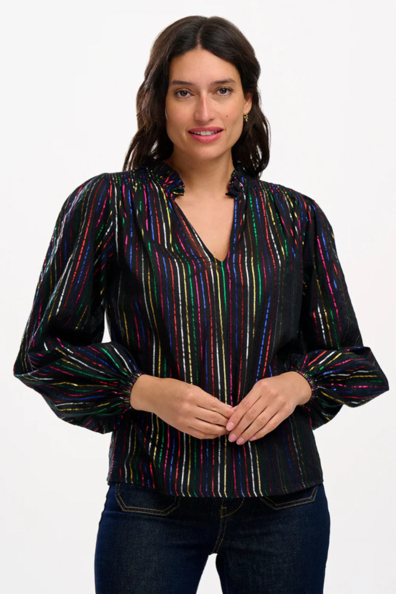 Electra Shirred Top Black Metallic