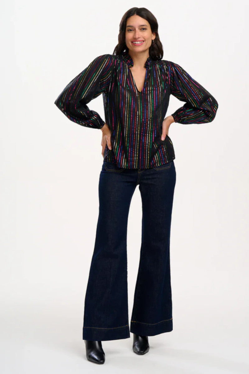 Electra Shirred Top Black Metallic