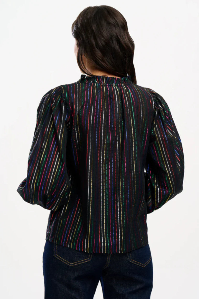 Electra Shirred Top Black Metallic
