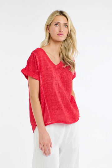 Calypso V Neck S/S Top Rosso