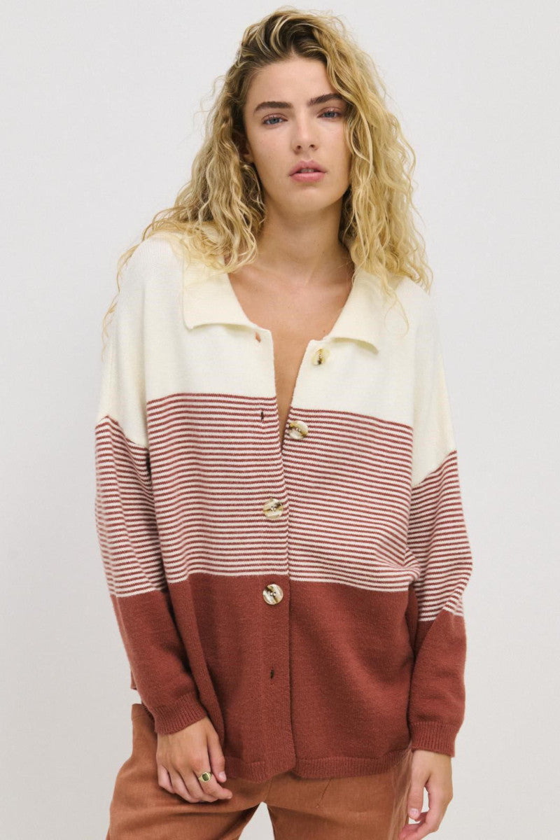 Stripe Knit Shirt Terracotta