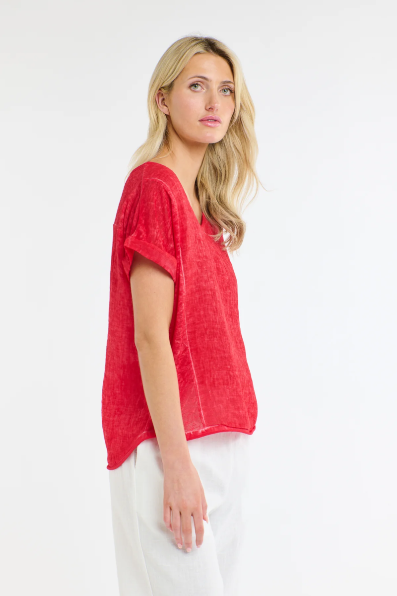 Calypso V Neck S/S Top Rosso
