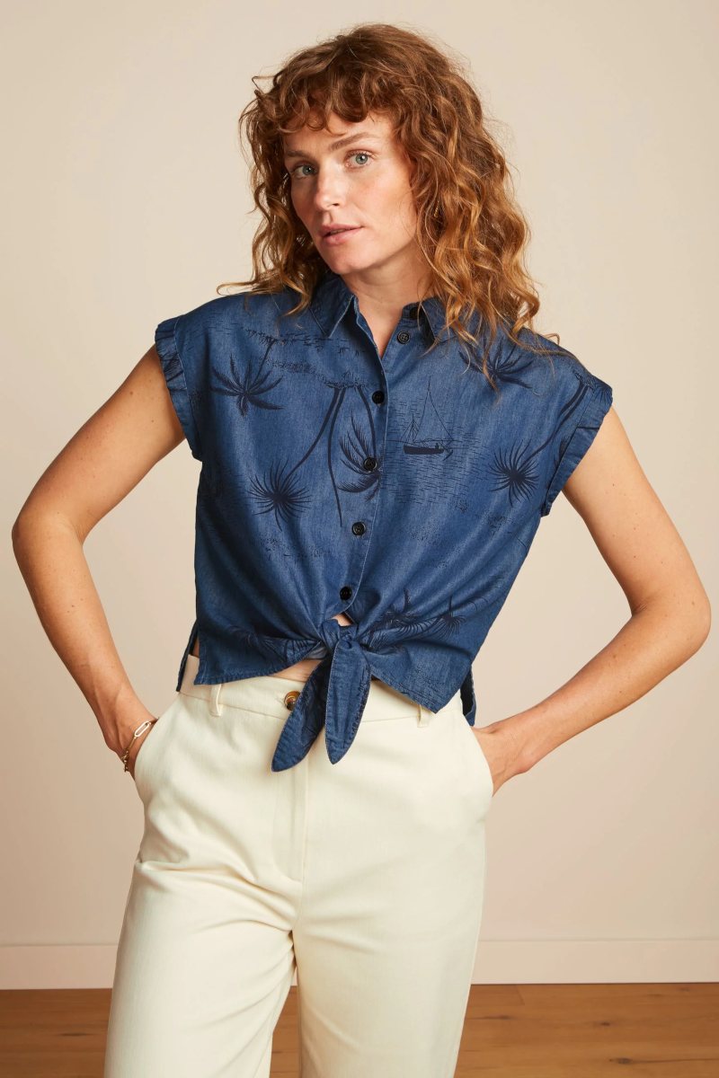 King Louie - Knot Blouse Daytrip Denim Blue