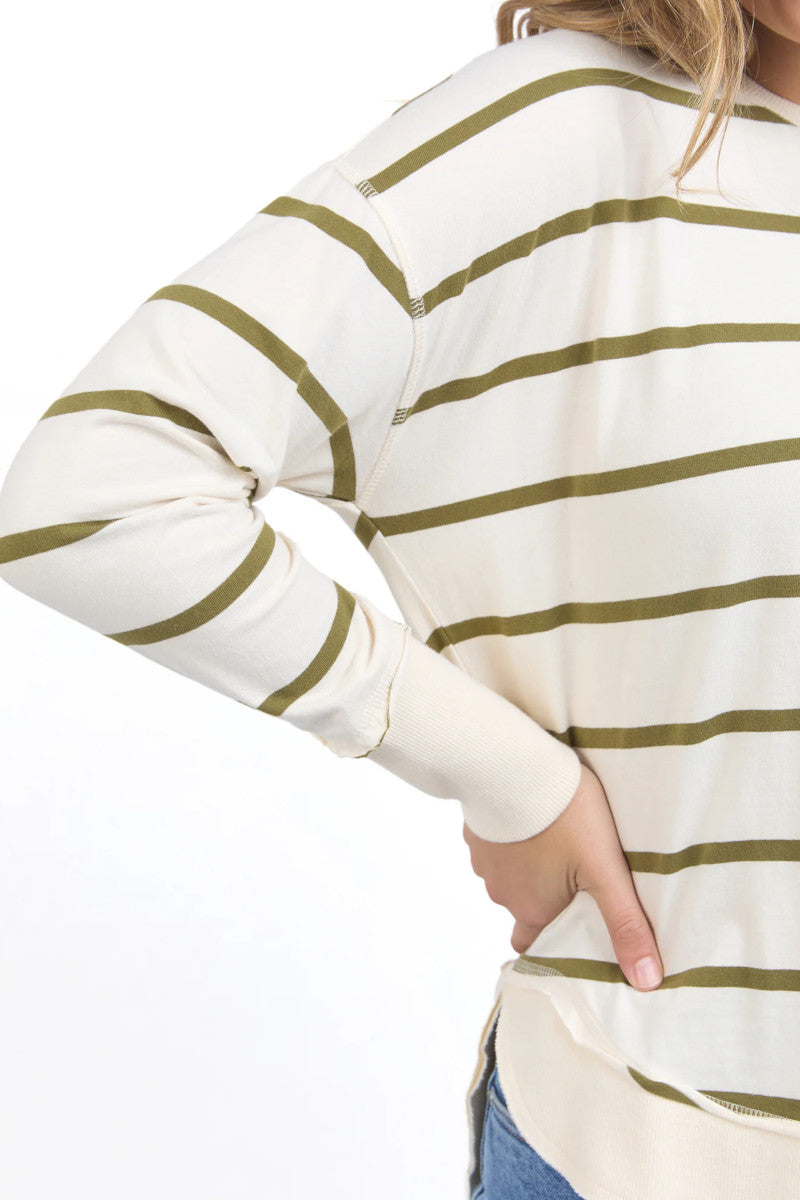 Foxwood - Farrah Stripe Long Sleeve Khaki