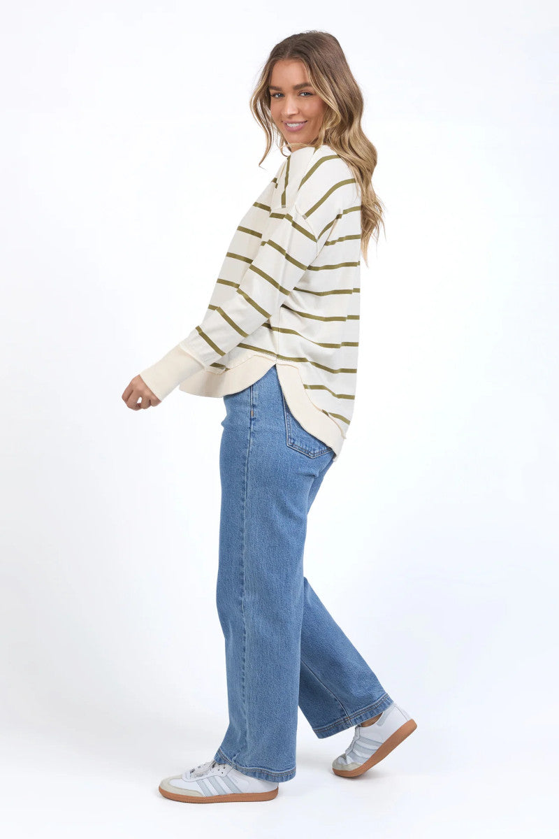 Foxwood - Farrah Stripe Long Sleeve Khaki