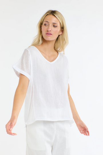 Calypso V Neck S/S Top White