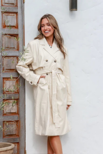 Vegan Leather Trench Camel