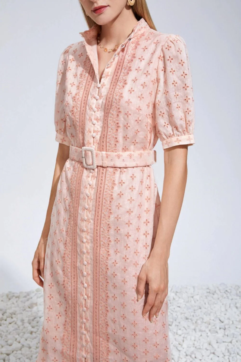 Laure Embroidered Dress Cameo Rose