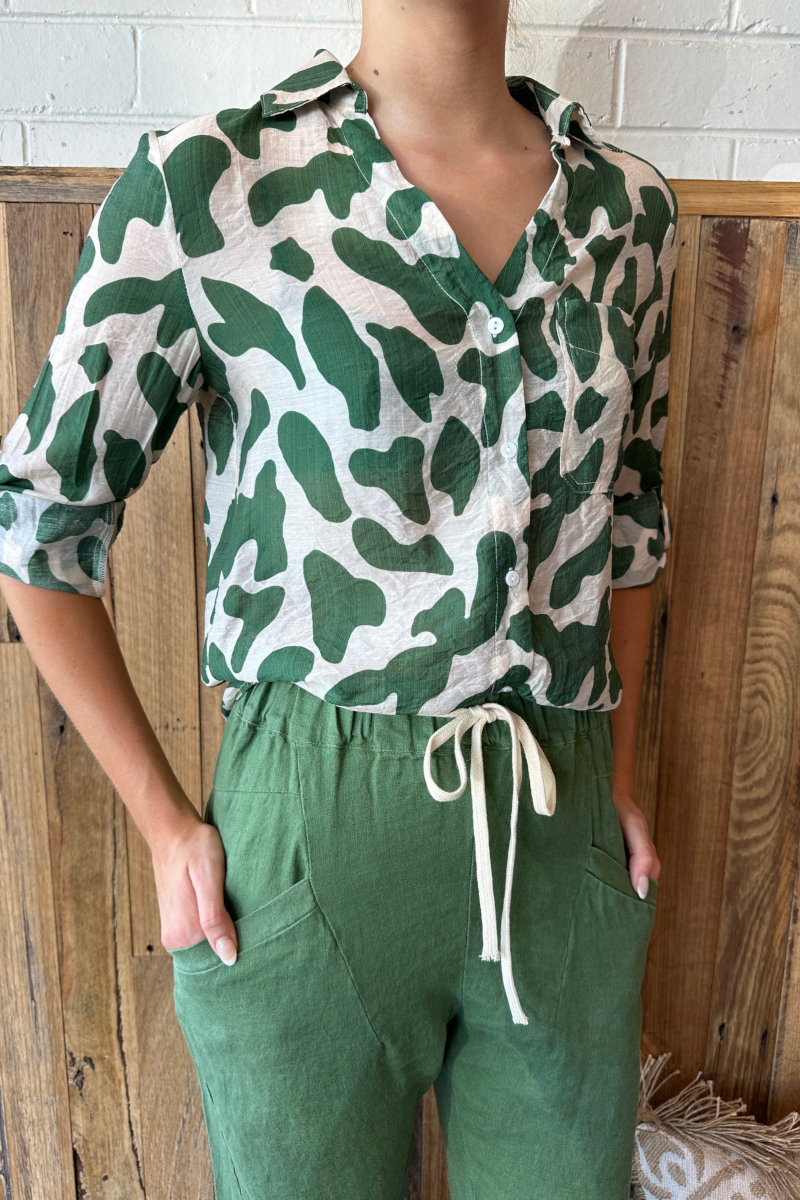 Leopard Print Shirt Green