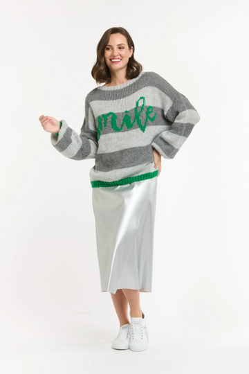 Urban Luxury - Smile Striped jumper Grey