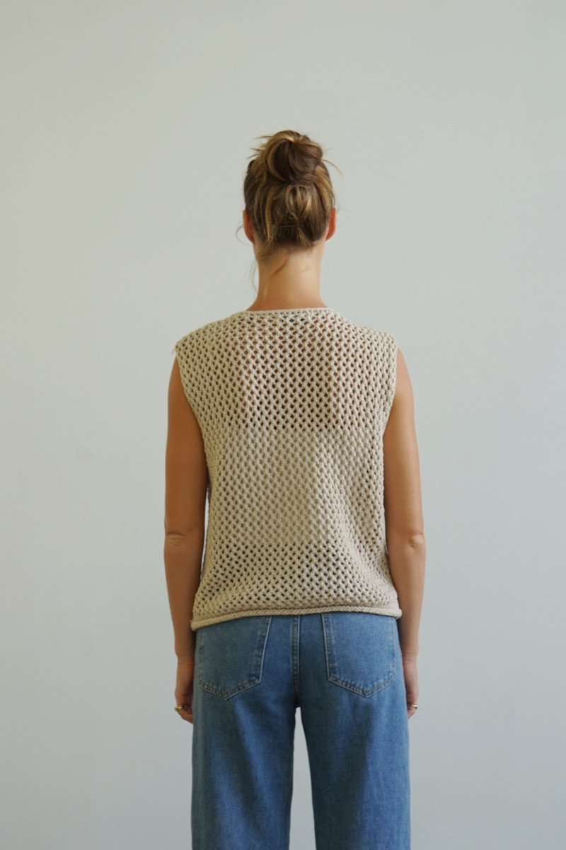Etta Cotton Blend Vest Beige