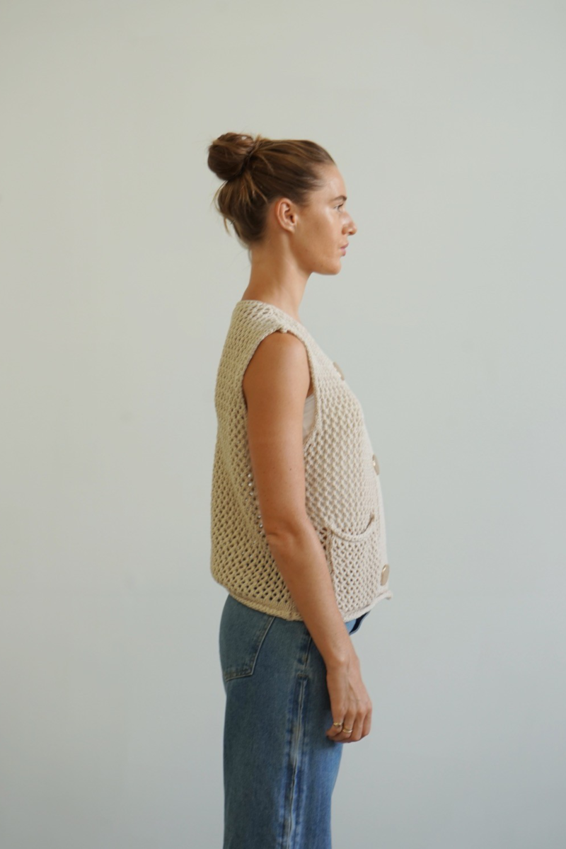 Etta Cotton Blend Vest Beige