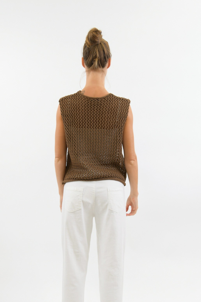Etta Cotton Blend Vest Chocolate