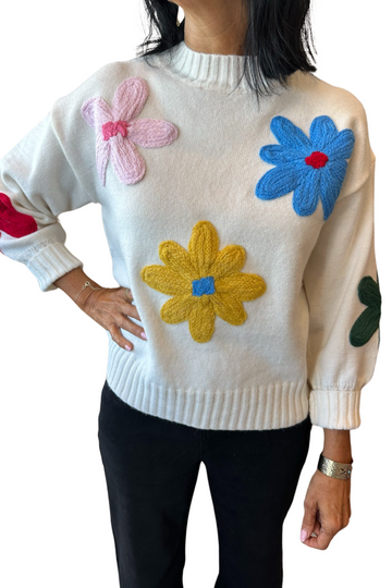 Flower Power Stitch Knit Cream