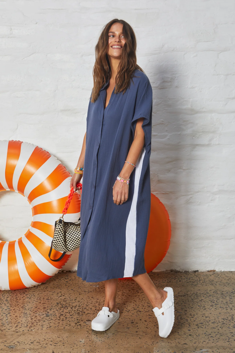 Cat Hammill - Resort Cheesecloth Beach Dress Navy