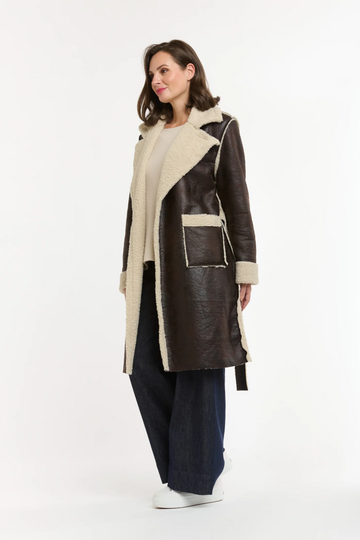 Urban Luxury - Shearling Lined Faux Coat Choc