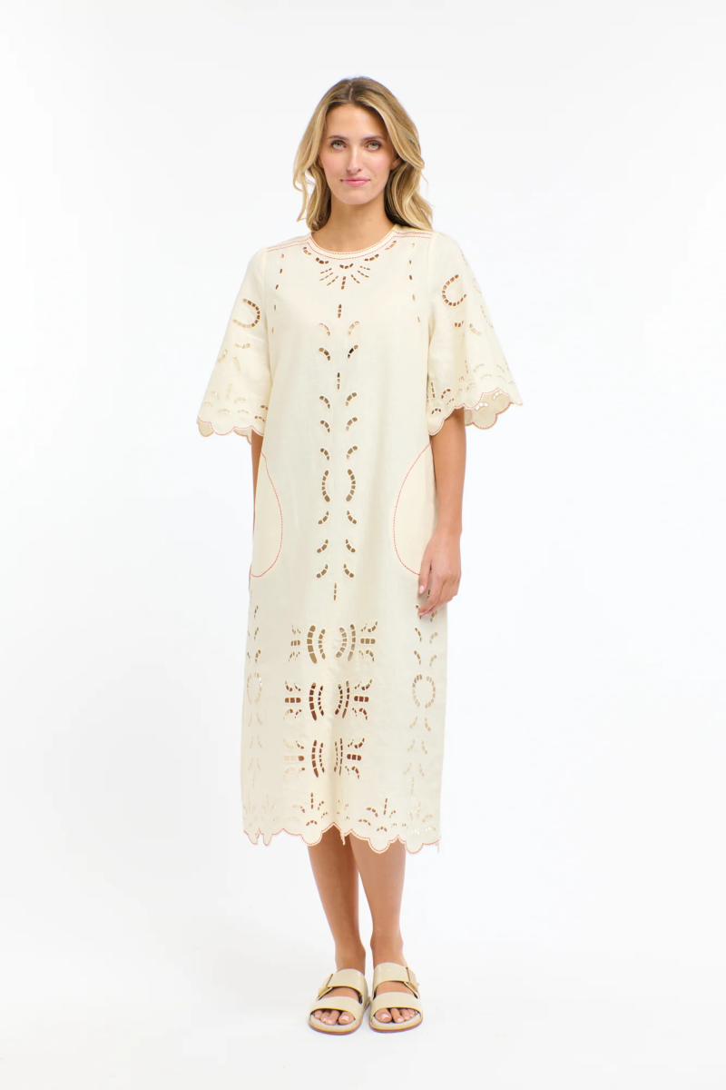 365 Days Annie Embroidered Dress Antique Cream