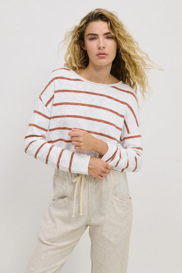 Little Lies - Minnie Top Terracotta Stripe