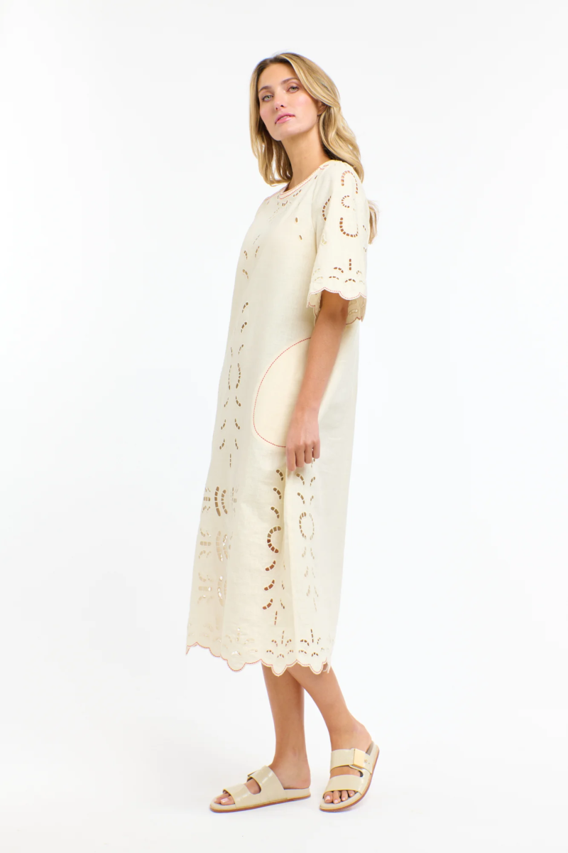 365 Days Annie Embroidered Dress Antique Cream