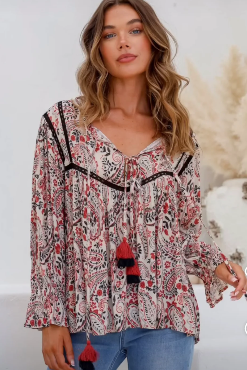 Morocco Paisley Tassel Top