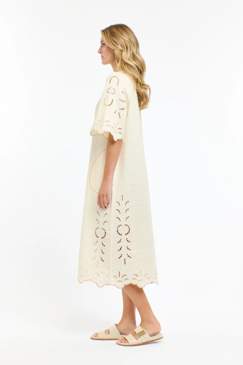 365 Days Annie Embroidered Dress Antique Cream