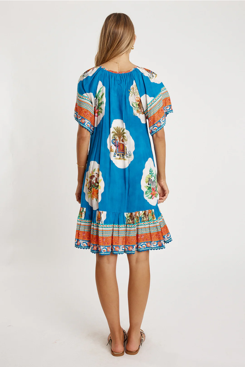 Cyra Shirred Dress Sky