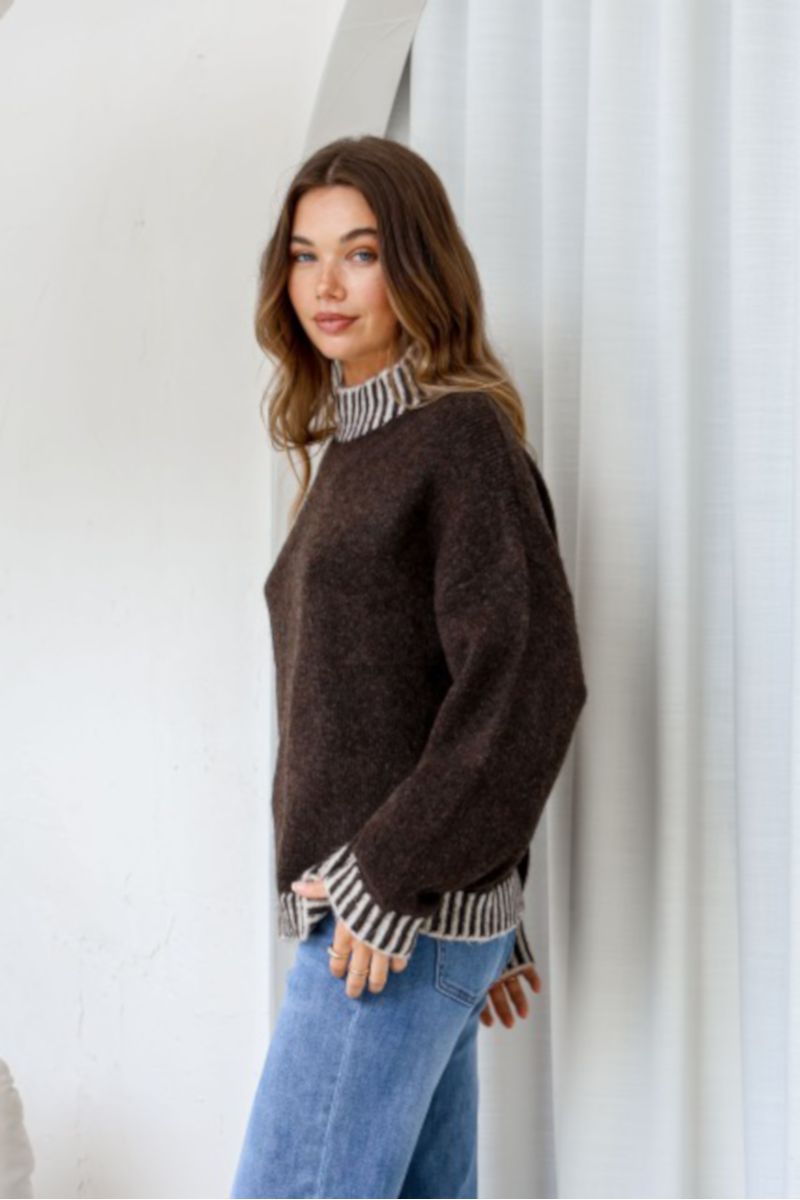 Tilly Blanket Stitch Knit Chocolate