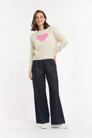 Urban Luxury - Heart Jumper Cream/Pink