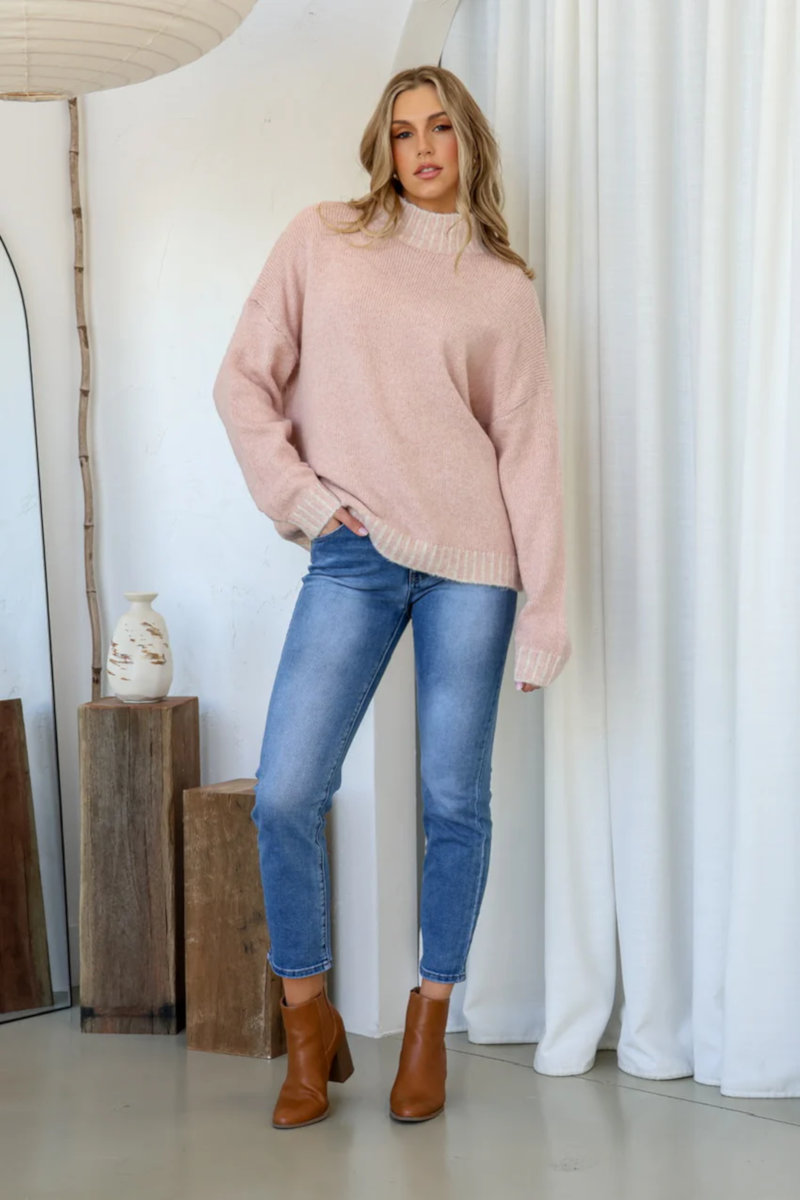 Tilly Blanket Stitch Knit Blush