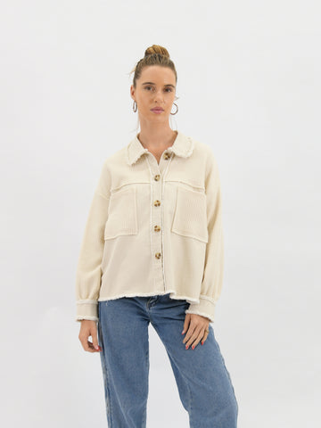 Waffle Knit Shacket Biege