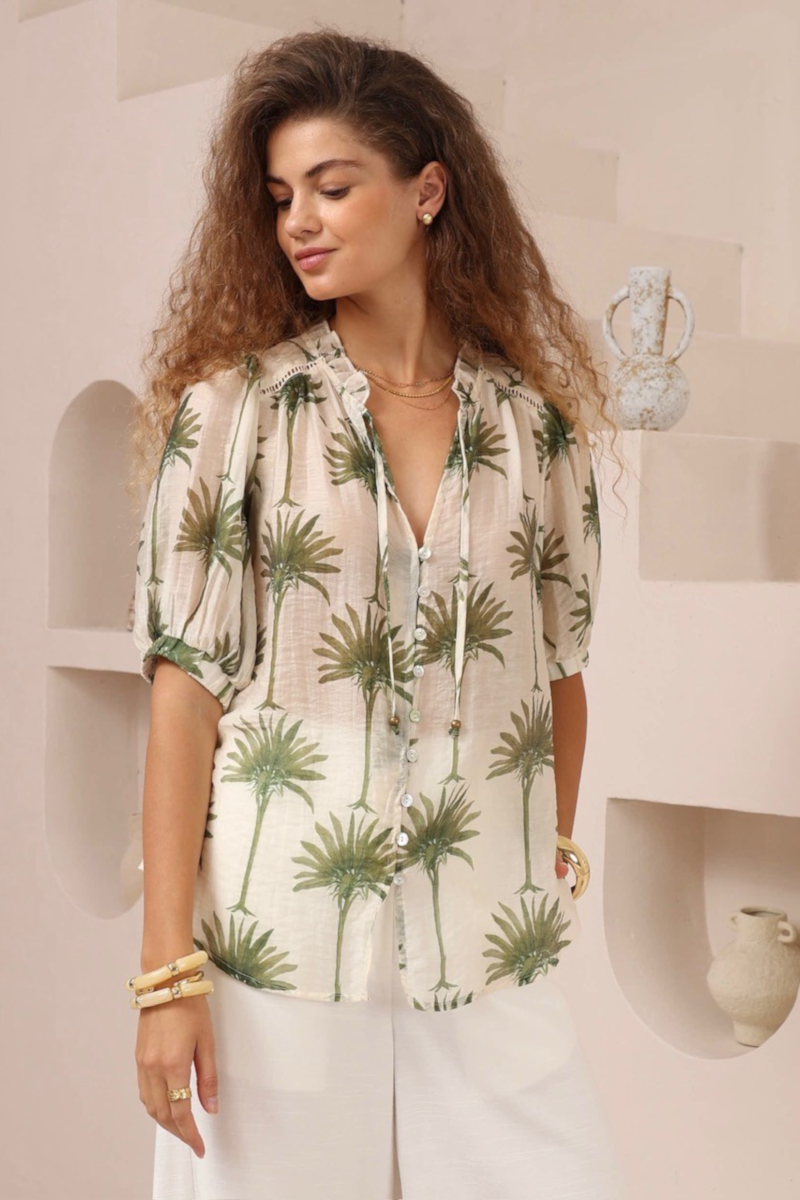 Lucy Palm Print Blouse