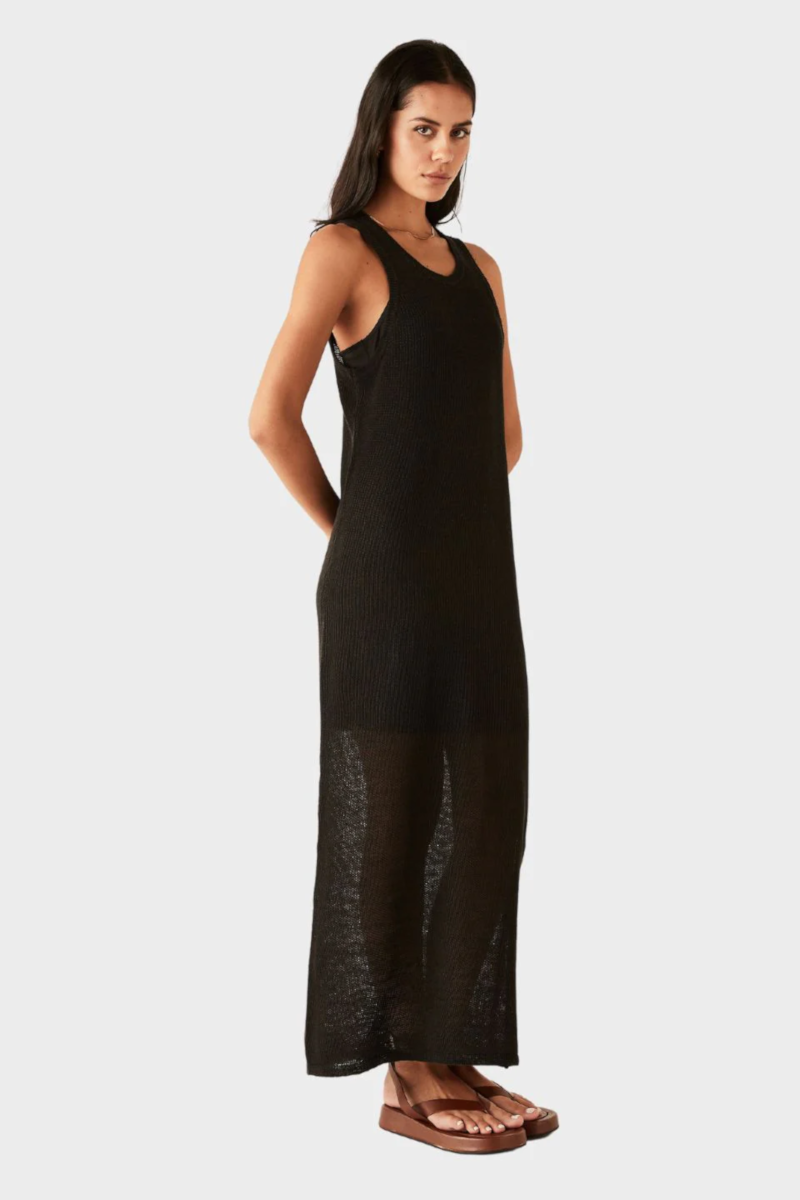Rhodes Linen Dress Black