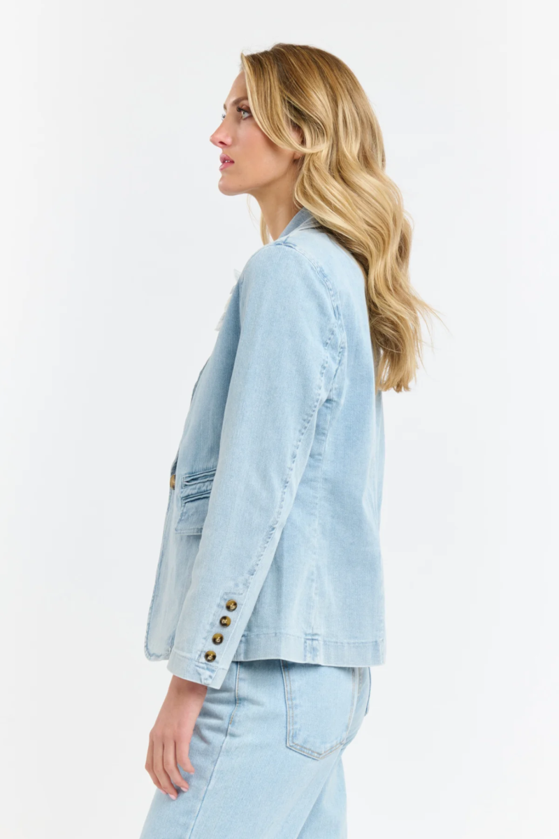 365 Days - Denim Blazer With Brooch