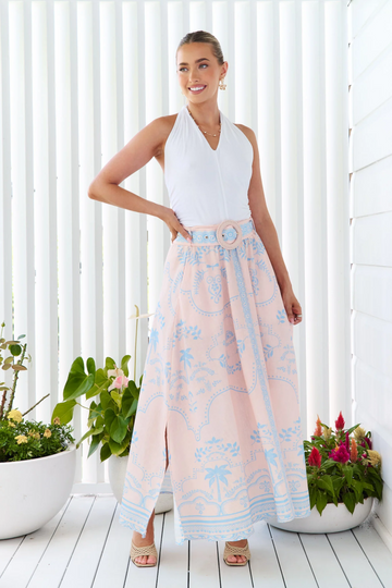 Xander Maxi Skirt Pink/Aqua