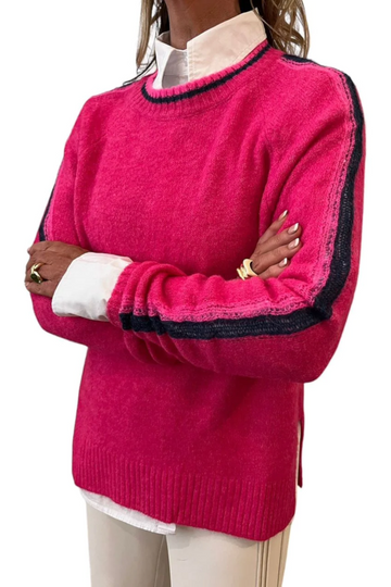 Italian Star - Racer Roundneck Knit Fuxia
