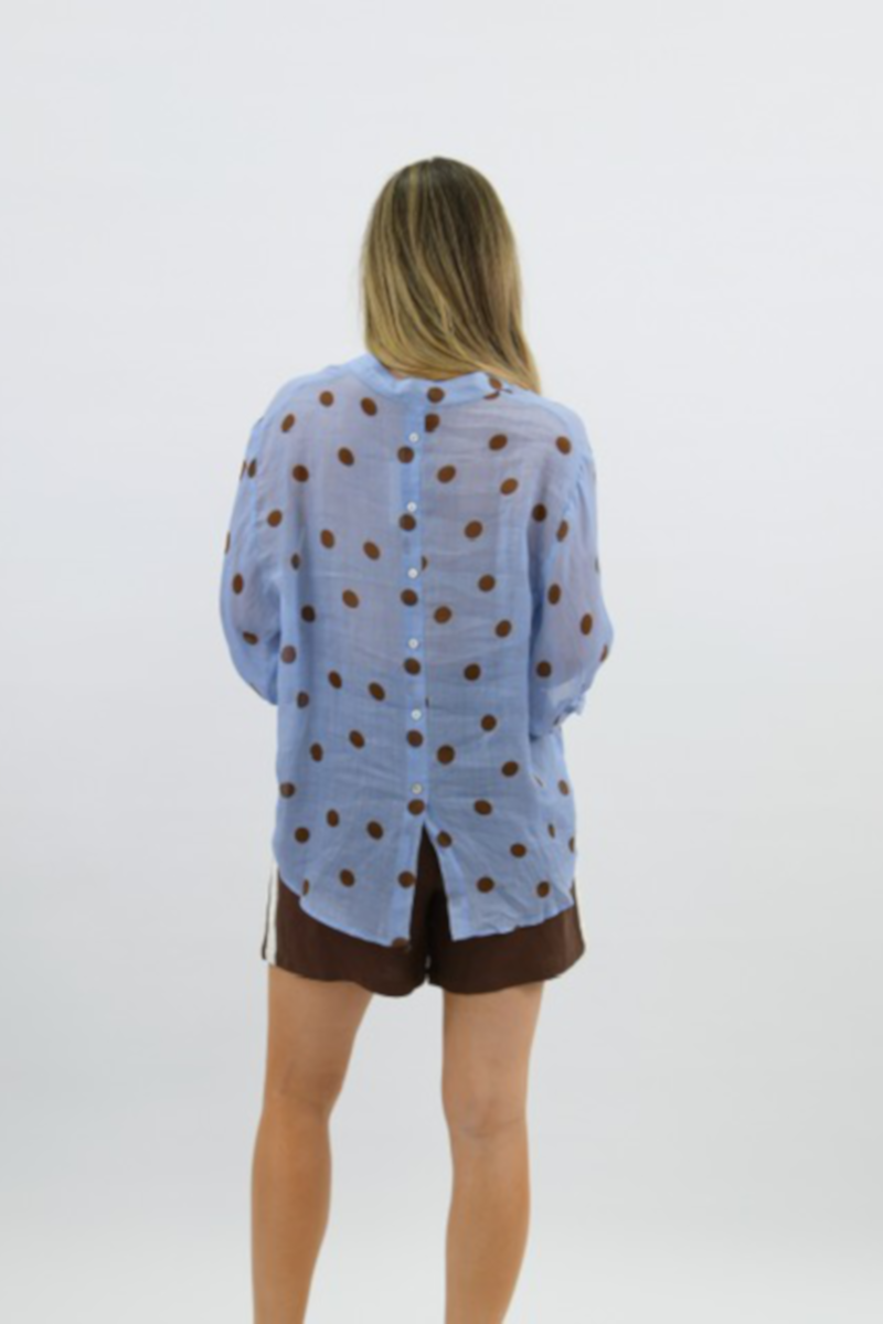 Dottie Linen Shirt Blue/Choc
