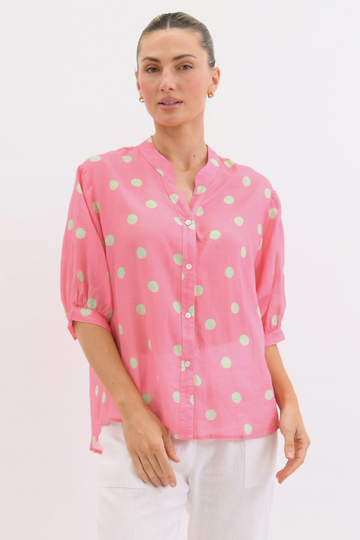 Dottie Linen Shirt Pink/Green