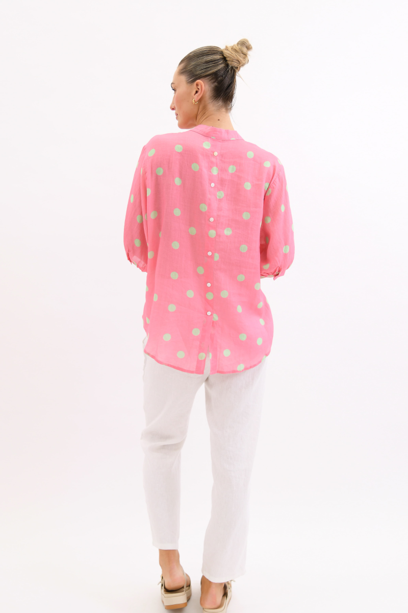 Dottie Linen Shirt Pink/Green